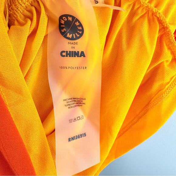 Simon Miller Mesh Jota Orange Yellow Strapless Ruched Midi Dress Size Small - Picture 8 of 15